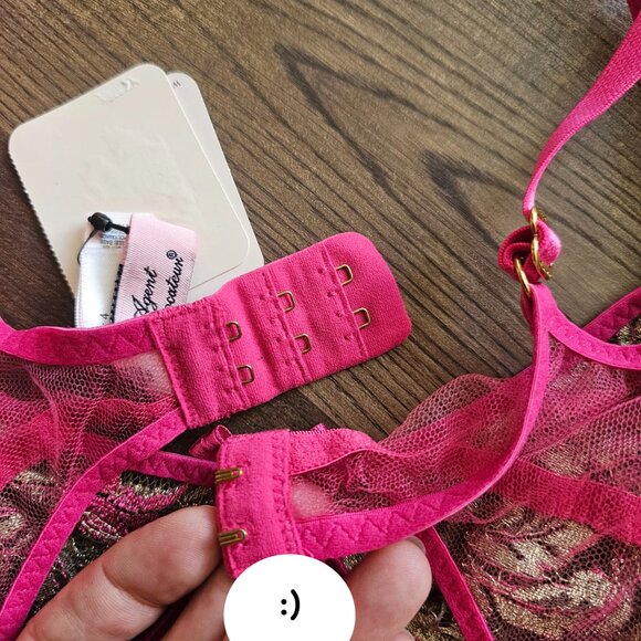 NWT!! Agent Provocateur Lysianne Mesh Lace Bodysuit, US8 (M), Fuchsia & Gold - Picture 7 of 12